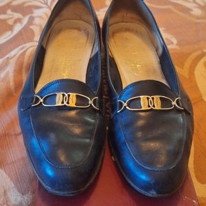 Salvatore Ferragamo Black Croc Pumps,  9.5
